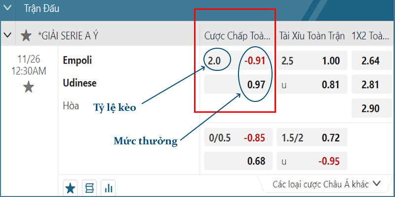 Ví dụ hình thức Handicap 2.0